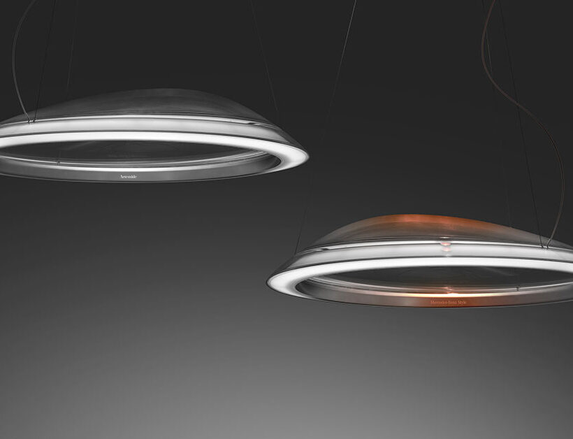 Lampada Ameluna di Artemide realizzata con materiali tecnici LATI per unire design iconico, efficienza luminosa e sostenibilità
