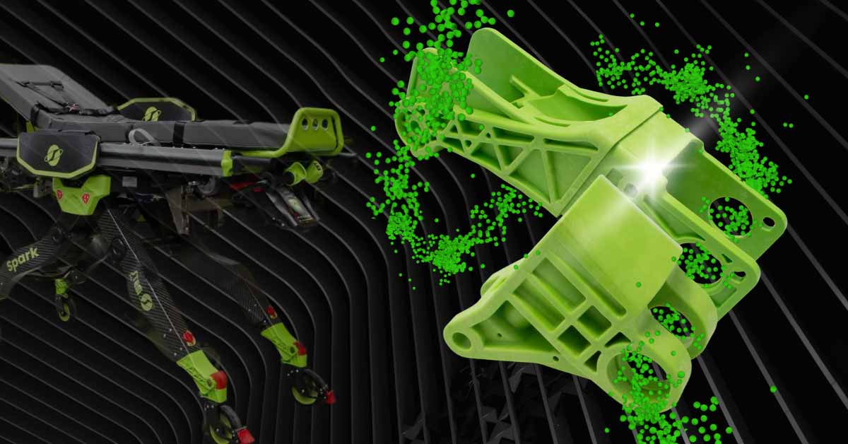 Portabarella robotizzato Spark realizzato con compound strutturali LATI ad alte prestazioni meccaniche e termiche