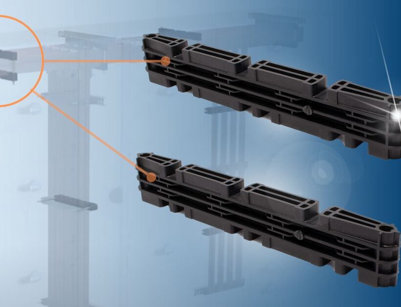 Busbar Socomec realizzati con il compound LATAMID 6 H2 G/30 V0HF1 di LATI, materiale autoestinguente rinforzato con fibra di vetro per applicazioni elettriche sicure