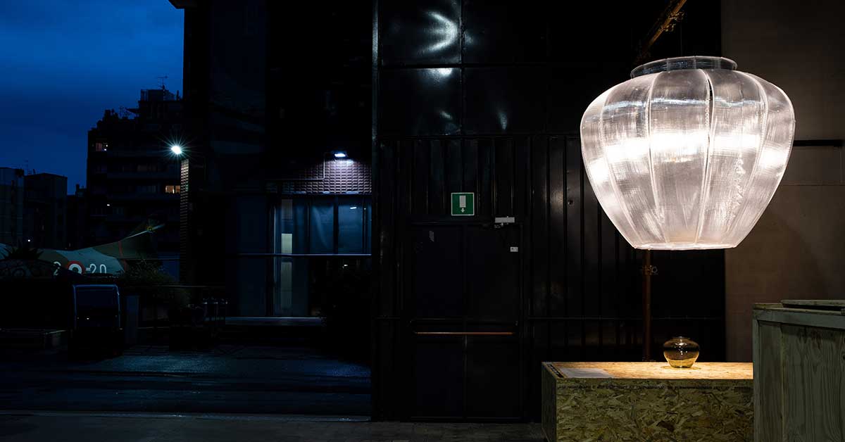 Wilhelm lamp made with LATI's sustainable compound LATIECO 87 MR AM, combining aesthetics, durability, and recycled materials