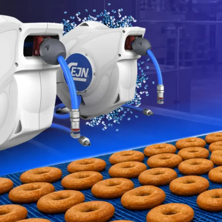Avvolgitubo CEJN con stop ball rilevabile realizzata in compound LATI per l’industria alimentare