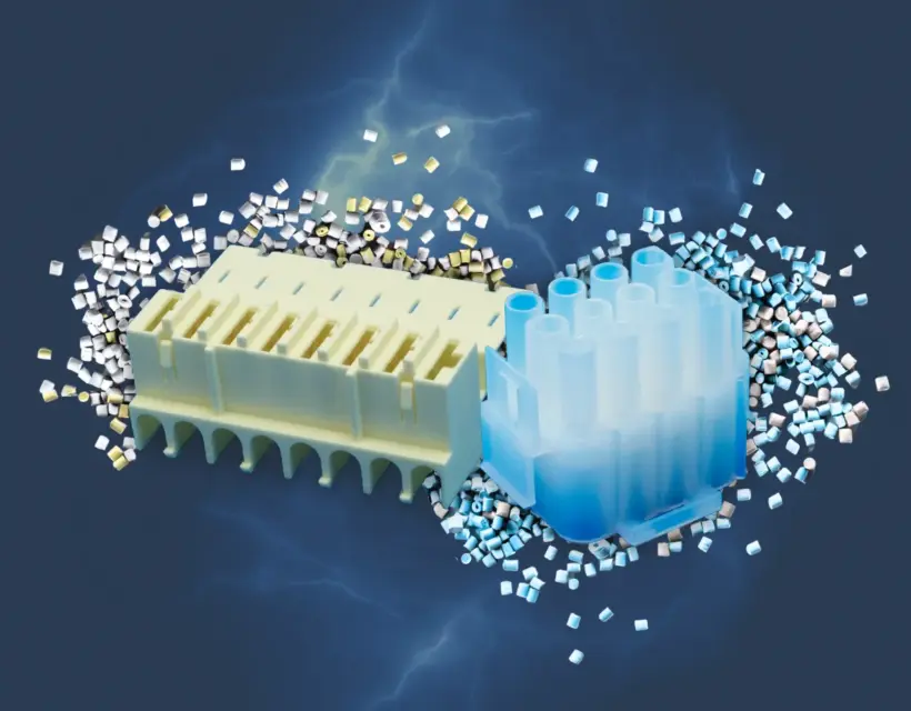 Connecteurs électriques en compound thermoplastique auto-extinguible avec granulés plastiques techniques