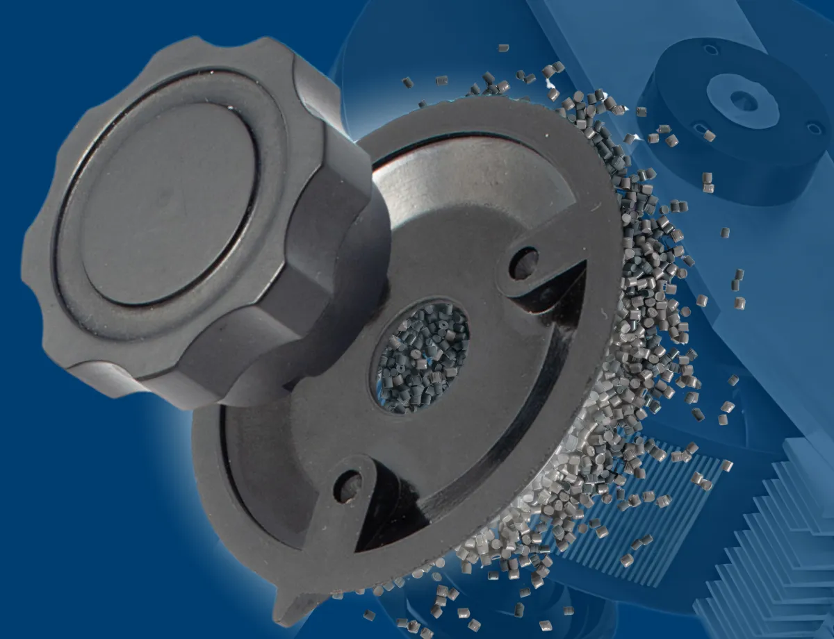 Technical plastic component with thermoplastic compound granules for industrial applications and high-performance mechanical parts